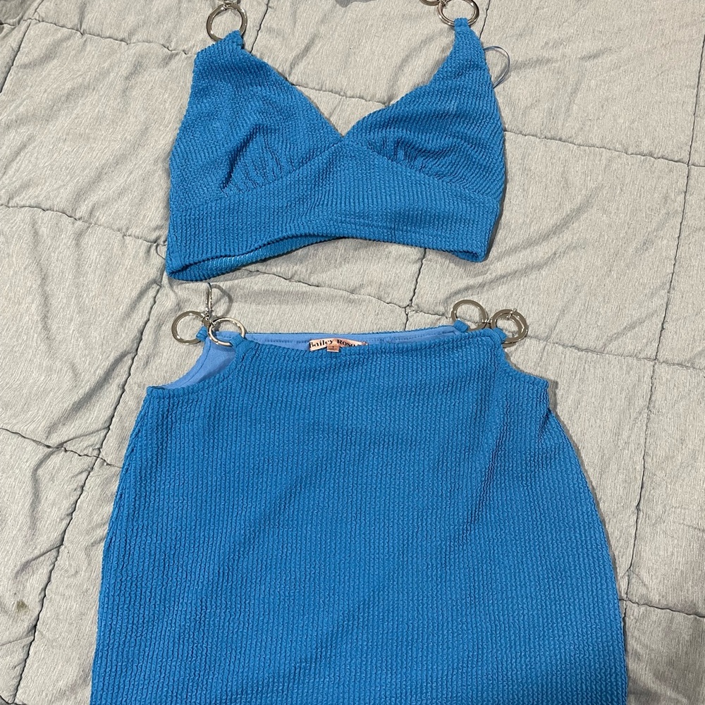 Blue Knit Two-Piece Set